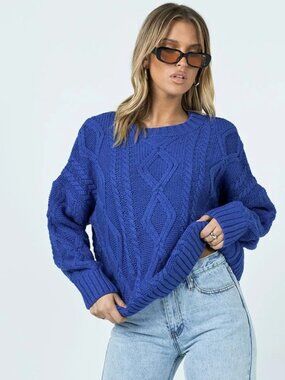 Princess Polly Anaya Oversized Sweater Monday Blues, size M